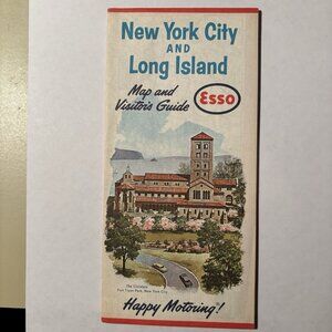 Vintage Esso Oil Gas New York City Long Island US Travel Tourism Road Map 1963